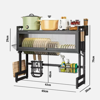 Escurridor De Platos Grande En Acero Inoxidable Con Tapa