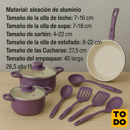 JUEGO DE OLLAS Y SARTENES ANTIADHERENTES | 13 Piezas