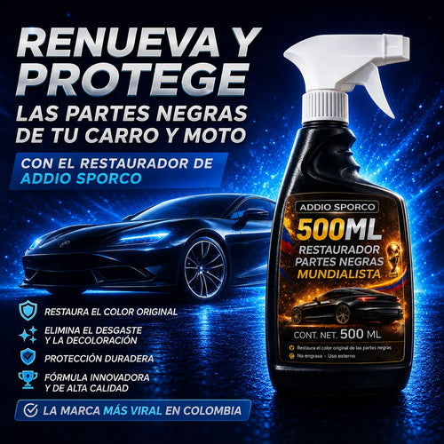 Restaurador Partes Negras 500ml + Cera y Esponja Gratis
