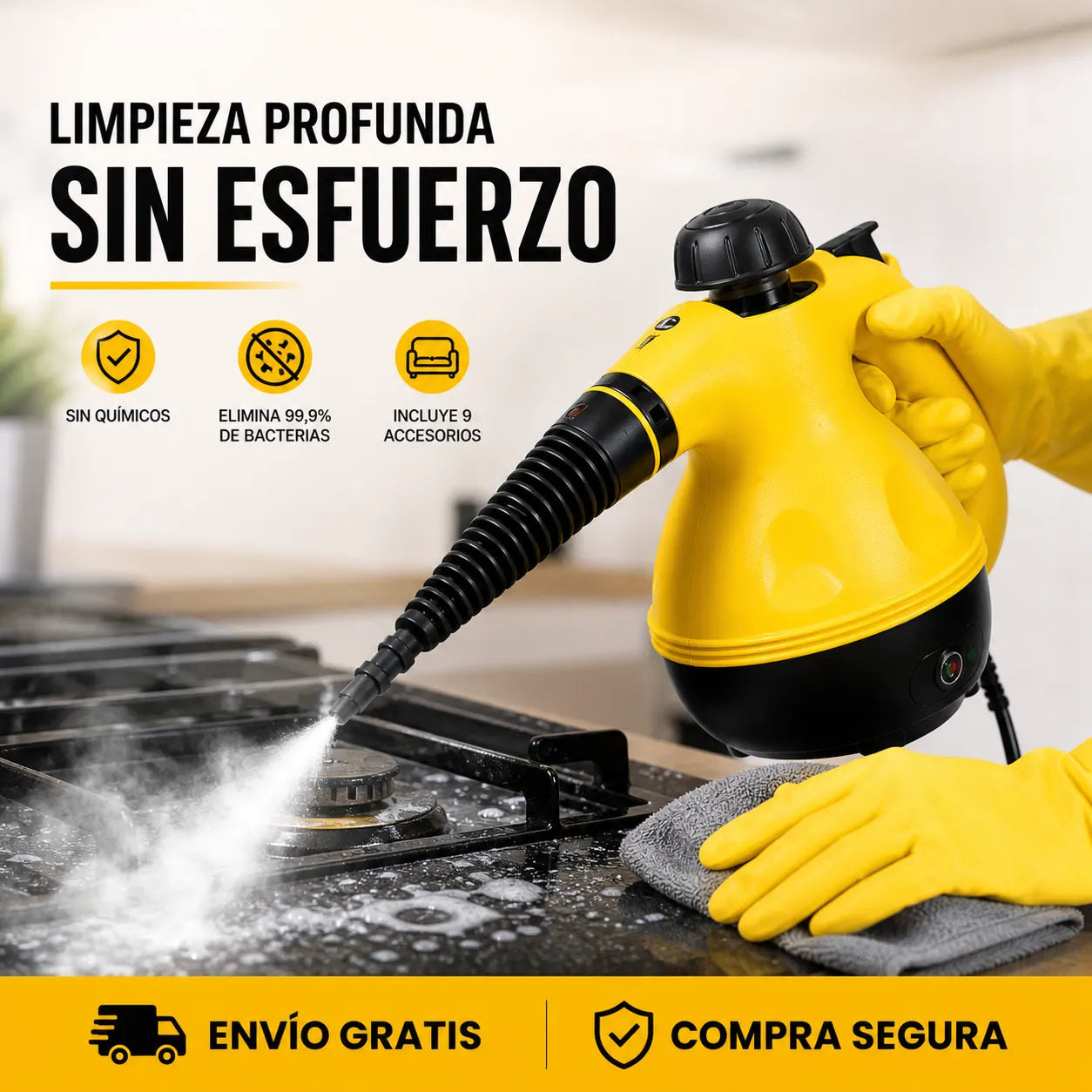 Limpiador a Vapor Multiusos ORIGINAL+9 accesorios GRATIS