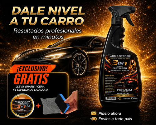 Recubrimiento Cerámico 3 En 1 en 500 ml + Cera y Esponja Gratis